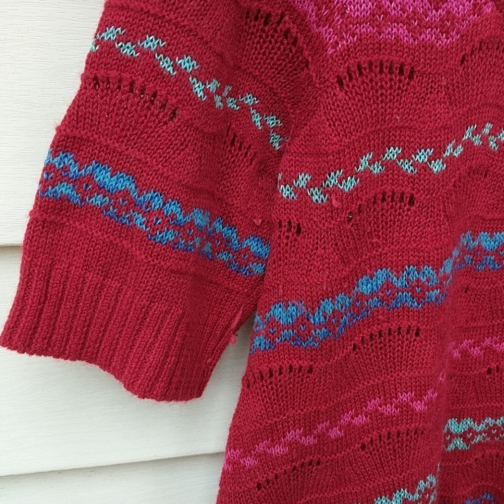 Free People Fair Isle Sweater Top Red Valentines - Picture 3 of 9